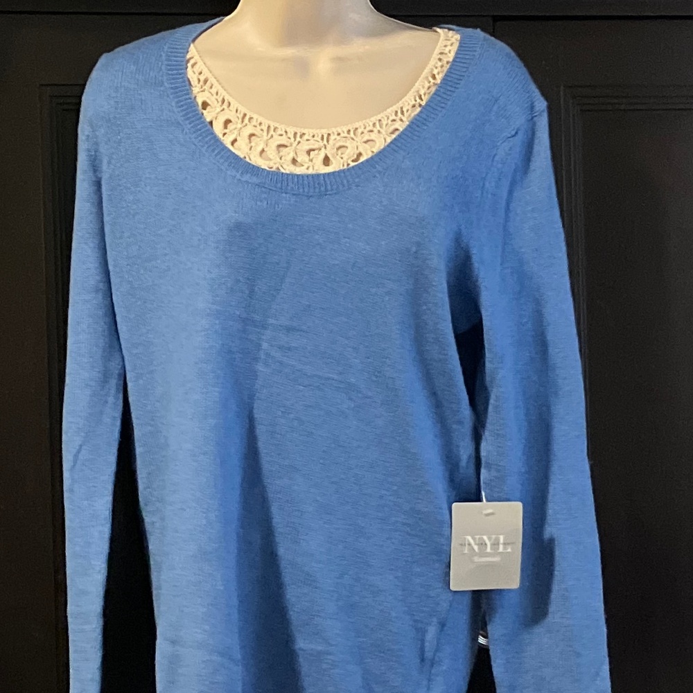 New York Laundry Essentials Sweater Vibrant Blue  Knit Long Sleeve